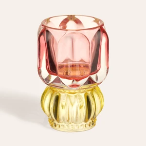 Nanjıng Cam Mumluk 8X8X11 cm Pembe - Sarı