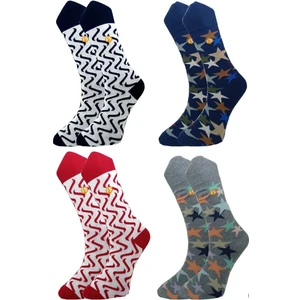 Renkli Günlük Desenli Pamuklu Dikişsiz Erkek Çorabı (4 Çift)