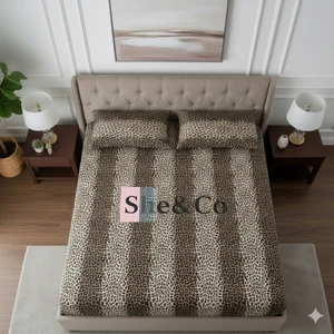 She&co Çift Kişilik Lastikli Çarşaf Seti- Leopar