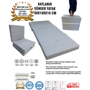 Katlanır Yer Yatağı ve Tek Kişilik Sünger Katlanır Minder Yatak 80X180X10 Cm-Gri