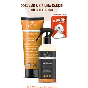 2'li Vegan Tuzsuz Şampuan & Saç Bakım Spreyi 250ML, Keratin, Kolajen ve B7 Biotinli Besleyici Set