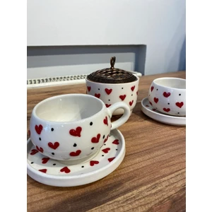 2 Kişilik El Yapımı Kalpli Seramik Fincan Takımı – Çay & Kahve Keyfi Için Özel Tasarım