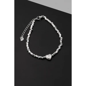 Gümüş Kalp Detaylı Zarif Kadın Bileklik