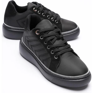 Kadın Spor Ayakkabı Paraşüt Platin Fermuar Detaylı Siyah Tayra