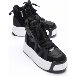 Kadın Spor Bot Fermuarlı Kalın Tabanlı 6 cm Siyah Frost