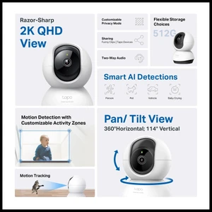 Tp-Lınk Tapo C220, 4,0mpix, Iç ve Dış Mekan, Wifi,  9mt. Gece Görüşü, 360 Dönüş, Iki Yönlü Ses Güvenlik Yapay Zeka Destekli Kamera