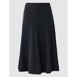 Jimmy Key Siyah Düz Kesim Normal Bel Dokuma Midi Etek