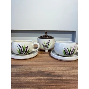 2 Kişilik El Yapımı Lavanta Desenli Seramik Fincan Takımı – Doğadan Ilham Alan Şıklık