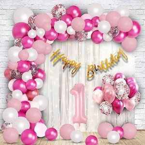 Fuşaya Pembe Doğum Günü Balon Seti