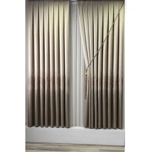 Alevli Pano Fon Perde Krem Renk 1 / 3 Sık Pileli ( Tek Kanat ) Pano, Fon, Tül, Perde,