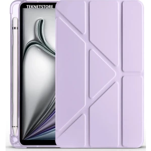 İpad Air 13" M3 (2025) / M2 (2024) Kılıf Kalem Şarj Bölmeli Stadlı Uyku Modlu Silikon Akıllı Case