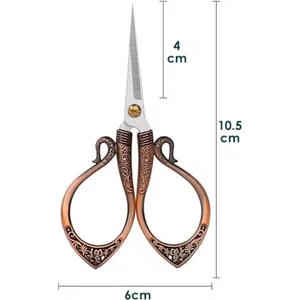Kuğu Söz Nişan Makası, Kurdele Açılış Özel Gün Merasim Dikiş Nakış Makası Antik Bakır