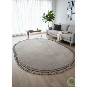 Post/peluş Yıkanabilir Kaymaz Taban Yumşacık Vizon Oval Örgü Saçaklı Modern ve Şık Salon Oturma Odası Mutfak Çocuk Odası Koridor Antre Halısı