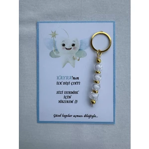 72 Adet Beyaz Renk Isme Özel Ilk Dişim Çıktı Diş Partisi Diş Buğdayı Hatırası Hediyelik Anahtarlık