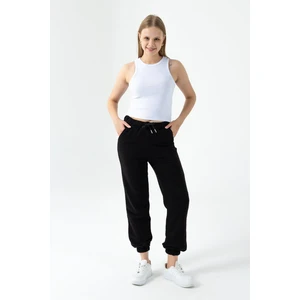 Kadın Beli Ayarlanabilir Paçası Lastikli 3ip Eşofman Alt Siyah - MW0000186