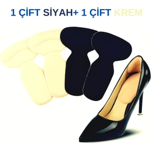 - 1 Çift Siyah+ 1 Çift Krem,  Stiletto, Kösele Ayakkabı Tabanını  Destekleyen, Yumuşak, Kendinden Yapışkanlı, Topuk  Vurma Önleyici, Ayrıca 2-3 mm  Ayakkabı Boşluğu Alan Ped