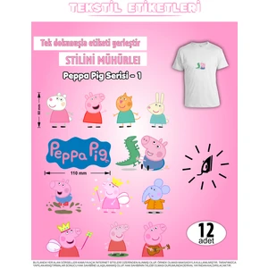 Agg Reklam Ütü ile Yapışan Kıyafet Etiketi Peppa Pig Serisi