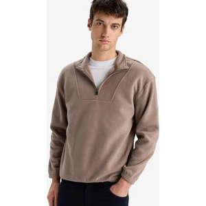Boxy Fit Dik Yaka Yarım Fermuarlı Polar Sweatshirt E8632AX25WN