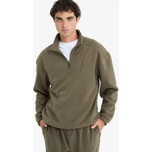 Boxy Fit Dik Yaka Yarım Fermuarlı Polar Sweatshirt E8632AX25WN