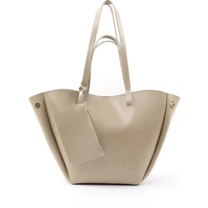 Vizon Shk262 Suni Deri Çıtçıtlı Büyük Boy Tek Bölmeli Cüzdanlı El, Kol Ve Omuz Çantası