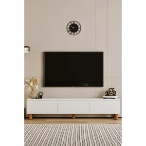 Mila beyaz Mdf 180 cm Tv Ünitesi-Raflı,kapaklı,ayaklı