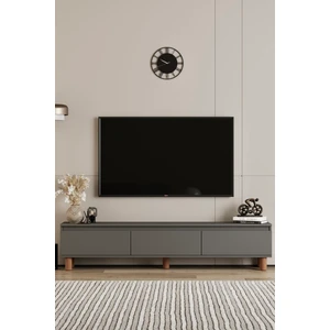 Mila gri Mdf 180 cm Tv Ünitesi-Raflı,kapaklı,ayaklı