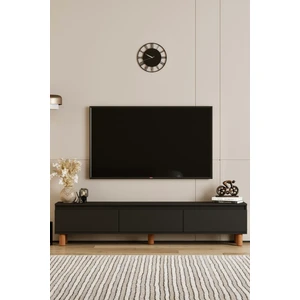 Mila siyah Mdf 180 cm Tv Ünitesi-Raflı,kapaklı,ayaklı