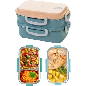 Aura Çift Katlı Beslenme Kabı (450 ml + 400 Ml) Paslanmaz Çelik Yemek Saklama Kabı