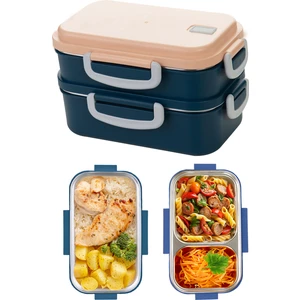 Aura Çift Katlı Beslenme Kabı (450 ml + 400 Ml) Paslanmaz Çelik Yemek Saklama Kabı