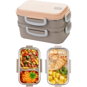 Aura Çift Katlı Beslenme Kabı (450 ml + 400 Ml) Paslanmaz Çelik Yemek Saklama Kabı