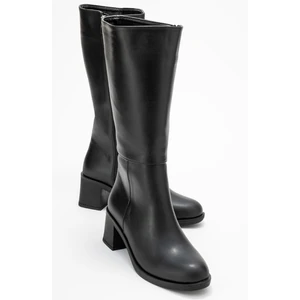 Topuklu Kadın Çizme Siyah Cilt