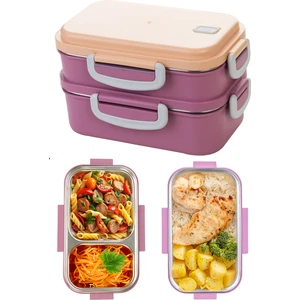 Aura Çift Katlı Beslenme Kabı (450 ml + 400 Ml) Paslanmaz Çelik Yemek Saklama Kabı