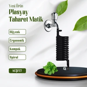 Spiral Wc Taharet Hortum Matik ve Wc Banyo Yıkama Plastik Kelepçeli Setler Yeni Siyah Inci