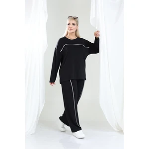 Kadın Büyük Beden Oysho Tarzı Modal Kumaş Uzun Kollu Biyeli Rahat Günlük Takım