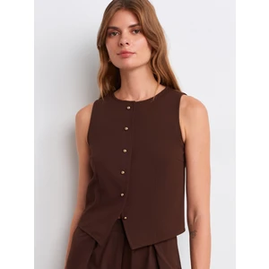 50528 Pens Detaylı Yelek-Kahve