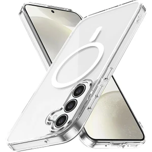 Samsung Galaxy S25 Fe Kılıf Magsafe Wireless Kablosuz Şarj Destekli Sert Şeffaf Darbe Emici Kapak