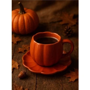 1 Adet Tabaklı Seramik Bal Kabağı Kupa Kabak Çay Kahve Fincan Takımı 250 ml