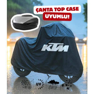 Ktm 250 Adventure Motor Branda Siyah Su Geçirmez Topcase Çanta Uyumlu Logolu Motosiklet Brandası