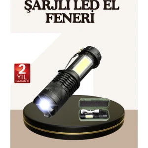 Küçük Boy Şarjlı LED El Feneri Taşınabilir Klipsli