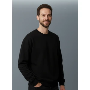 Alex Rosen Siyah Regular Fit Içi Polarlı 3 Iplik Bisiklet Yaka Pamuklu Sweatshirt