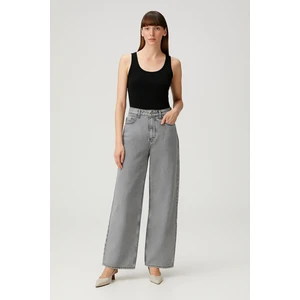 Yüksek Bel Palazzo Jean Pantolon