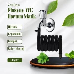 Spiral Wc Taharet Hortum Matik ve Wc Banyo Yıkama Setleri Yeni Siyah Inci