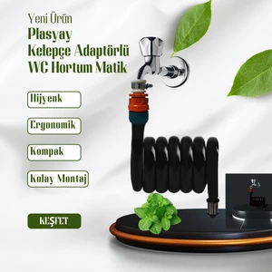 Spiral Wc Taharet Hortum Matik ve Wc Banyo Yıkama Setleri Yeni Siyah Inci