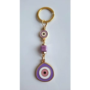 Hediyelik Büyük Nazar Boncuklu Mor Anahtarlık 10 cm - Adet Fiyatı