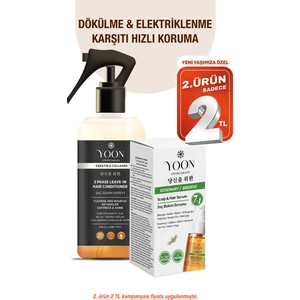 2'li Vegan Saç Spreyi ve Saç Serumu - 7 Doğal Aktif - Keratin ve Kolajen İçerikli - Saç Derisi ve Uçları İçin Bakım Seti