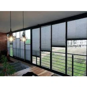 Cam Balkon Perdesi Plise  Perde Antrasit Istediğiniz Ölçüde