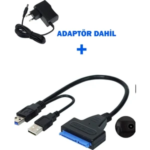 USB 3.0 To 2.5-3.5 Inç Sata Çevirici + 12 Volt Adaptör Dahil
