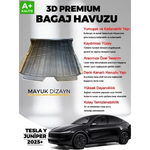 Yeni Tesla Model Y Juniper 2025+ Sonrası Araca Özel Myk 3D Premium Yumuşak Bagaj Havuzu