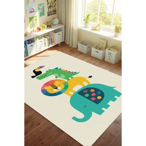 The Reef Design Eğlenceli Hayvan Desenli Çocuk Halısı Dijital Baskılı Dokuma Kaymaz Tabanlı Yıkanabilir Pati Dostu Antialerjik Bebek Odası Halısı
