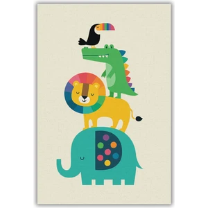 The Reef Design Eğlenceli Hayvan Desenli Çocuk Halısı Dijital Baskılı Dokuma Kaymaz Tabanlı Yıkanabilir Pati Dostu Antialerjik Bebek Odası Halısı